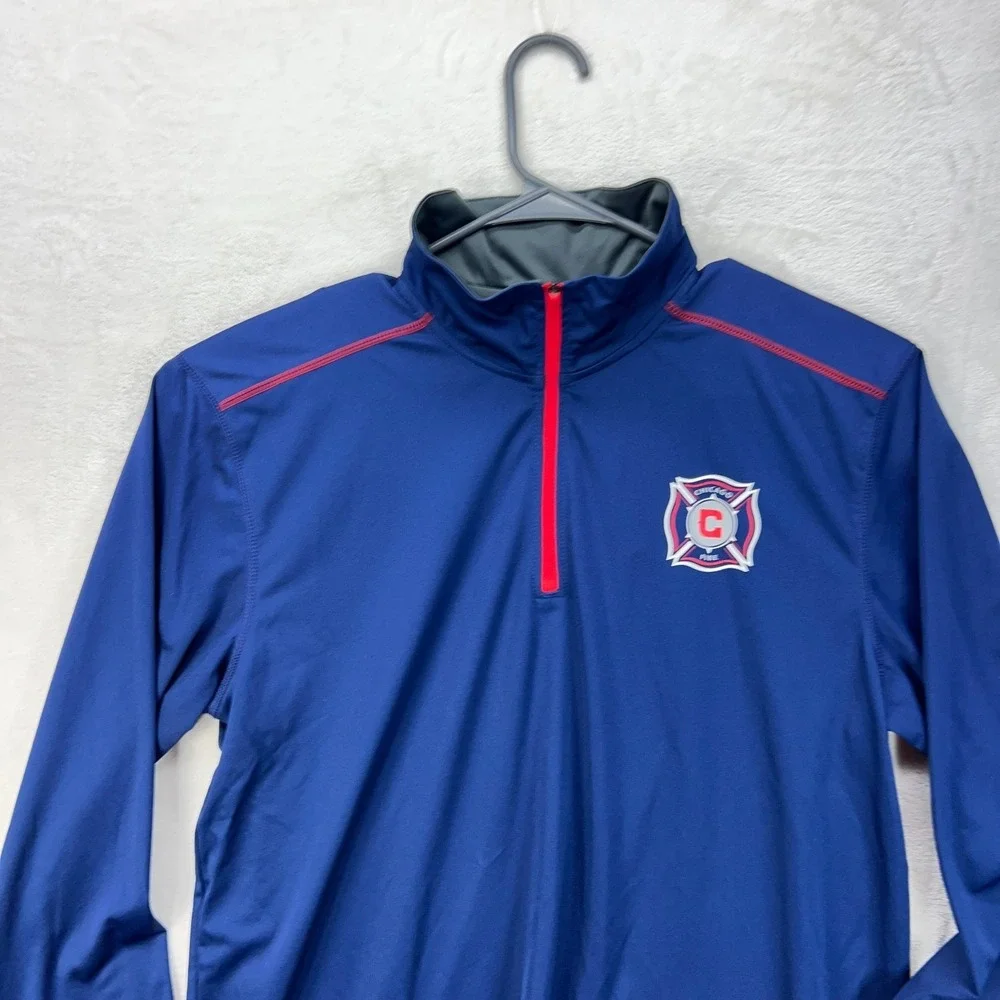 Adidas Chicago Fire Quarter Zip Mens Large Blue MLS Soccer Pullover Jacket NWT